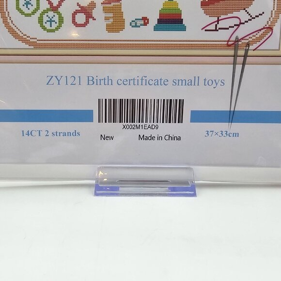 Maydear Birth Certificate Small Toys Cross Stitch Kit Pre-Printed Fabric - Picture 2 of 5
